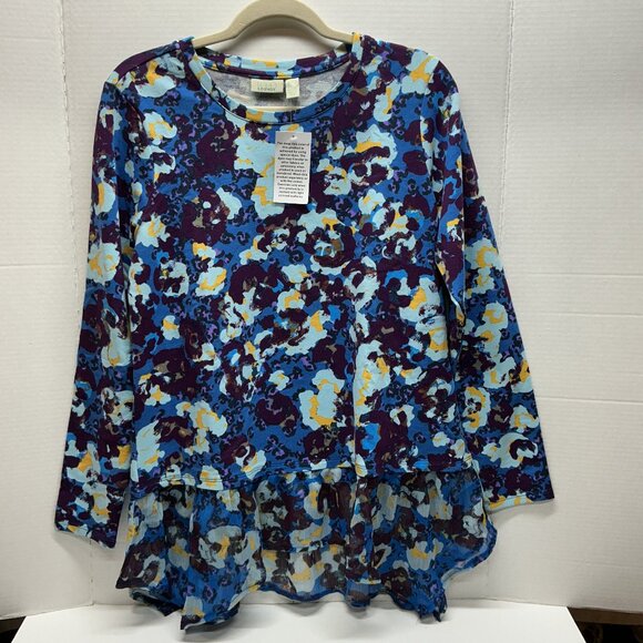 Small Top LOGO by Lori Goldstein-Chiffon Bottom A452079 $65 Vallarta Blue - Picture 1 of 6